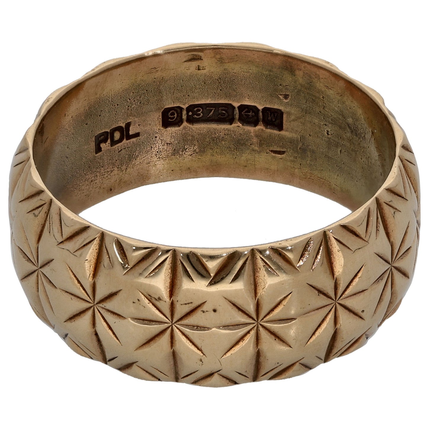 9ct Gold Patterned Wedding Ring Size M