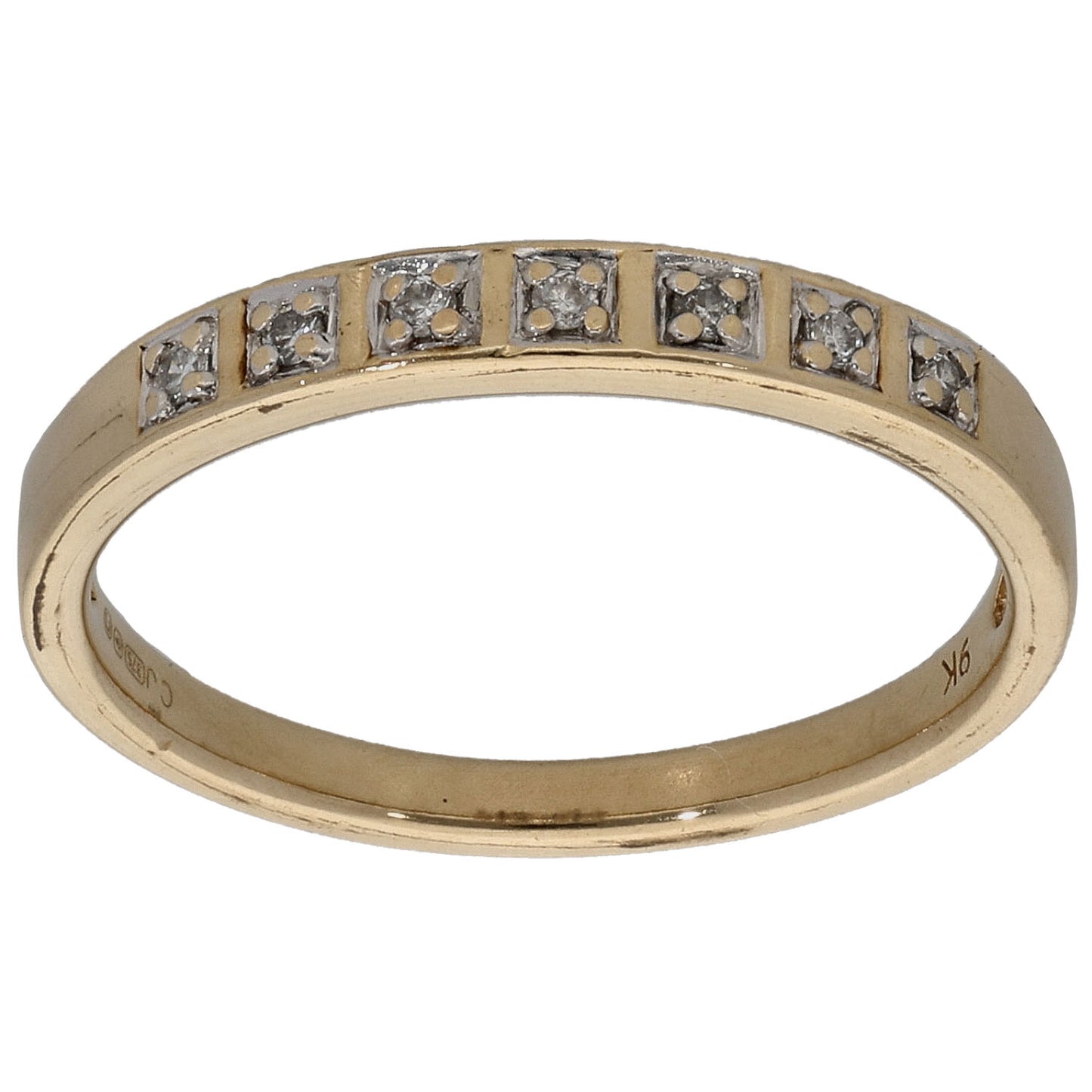 9ct Gold 0.07ct Diamond Half Eternity Ring Size O