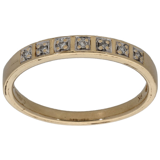 9ct Gold 0.07ct Diamond Half Eternity Ring Size O