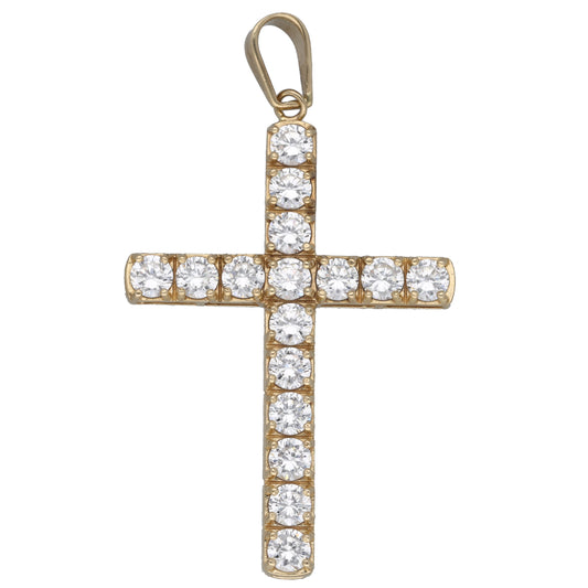 9ct Gold Cubic Zirconia Cross Pendant