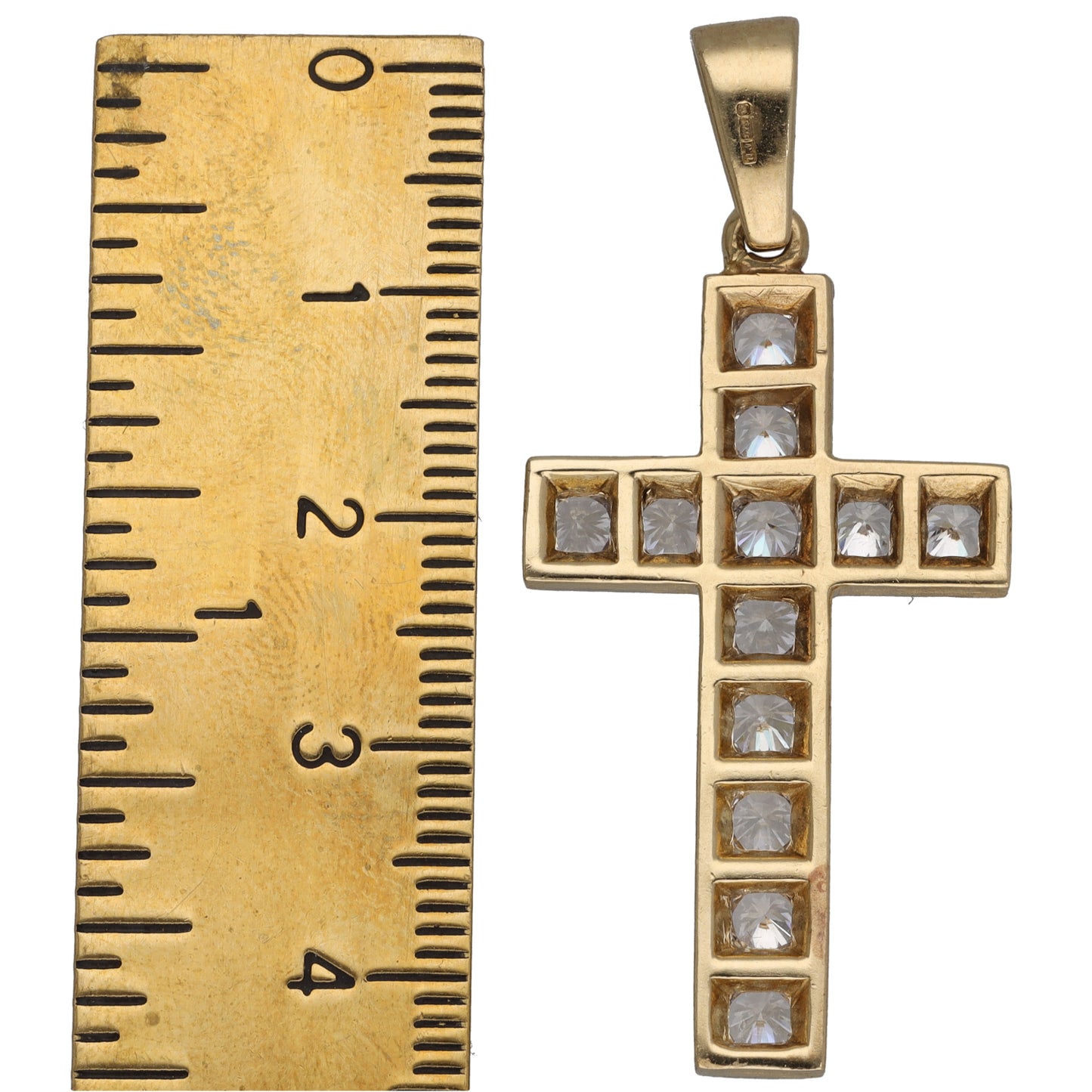 9ct Gold Cubic Zirconia Cross Pendant