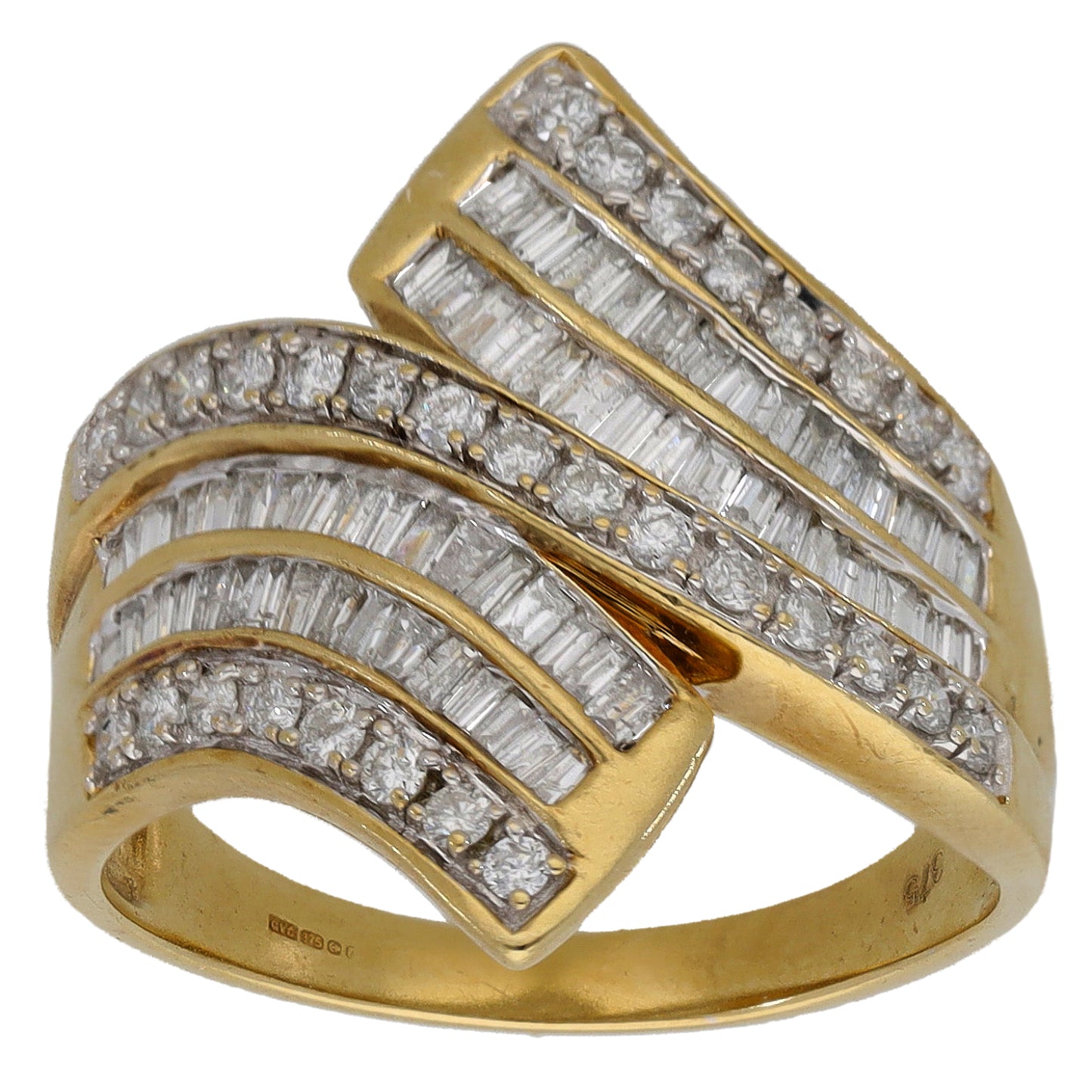 9ct Gold 0.99ct Diamond Dress/Cocktail Ring Size Q