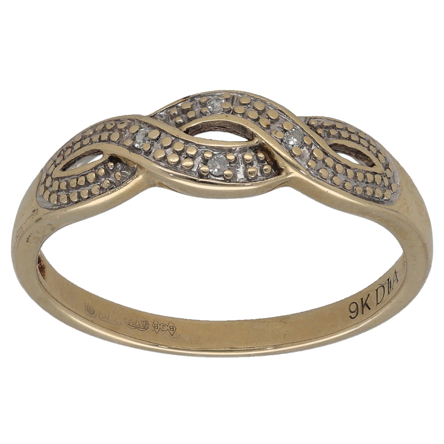 9ct Gold 0.02ct Diamond Alternative Ring Size O