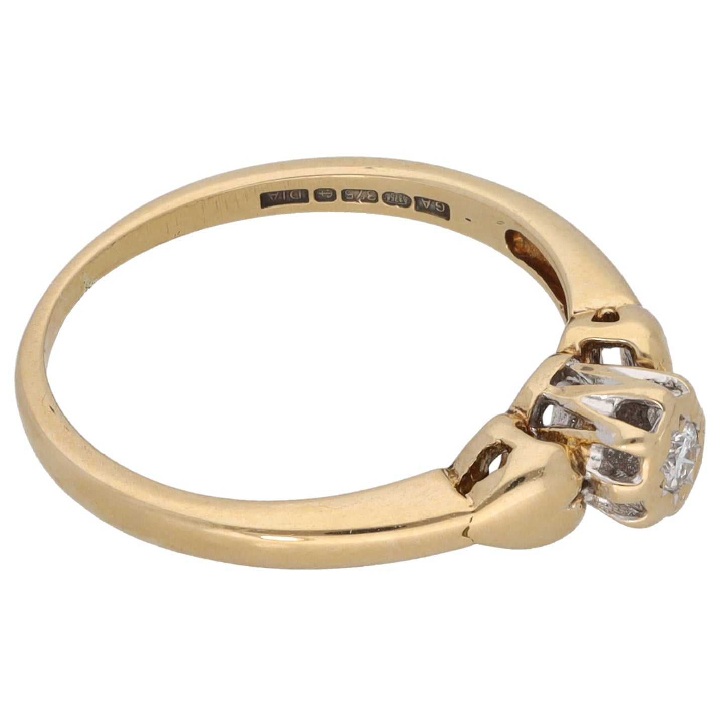 9ct Gold 0.05ct Diamond Solitaire Ring Size L