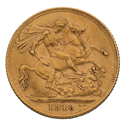 22ct Gold King George V Full Sovereign Coin 1913