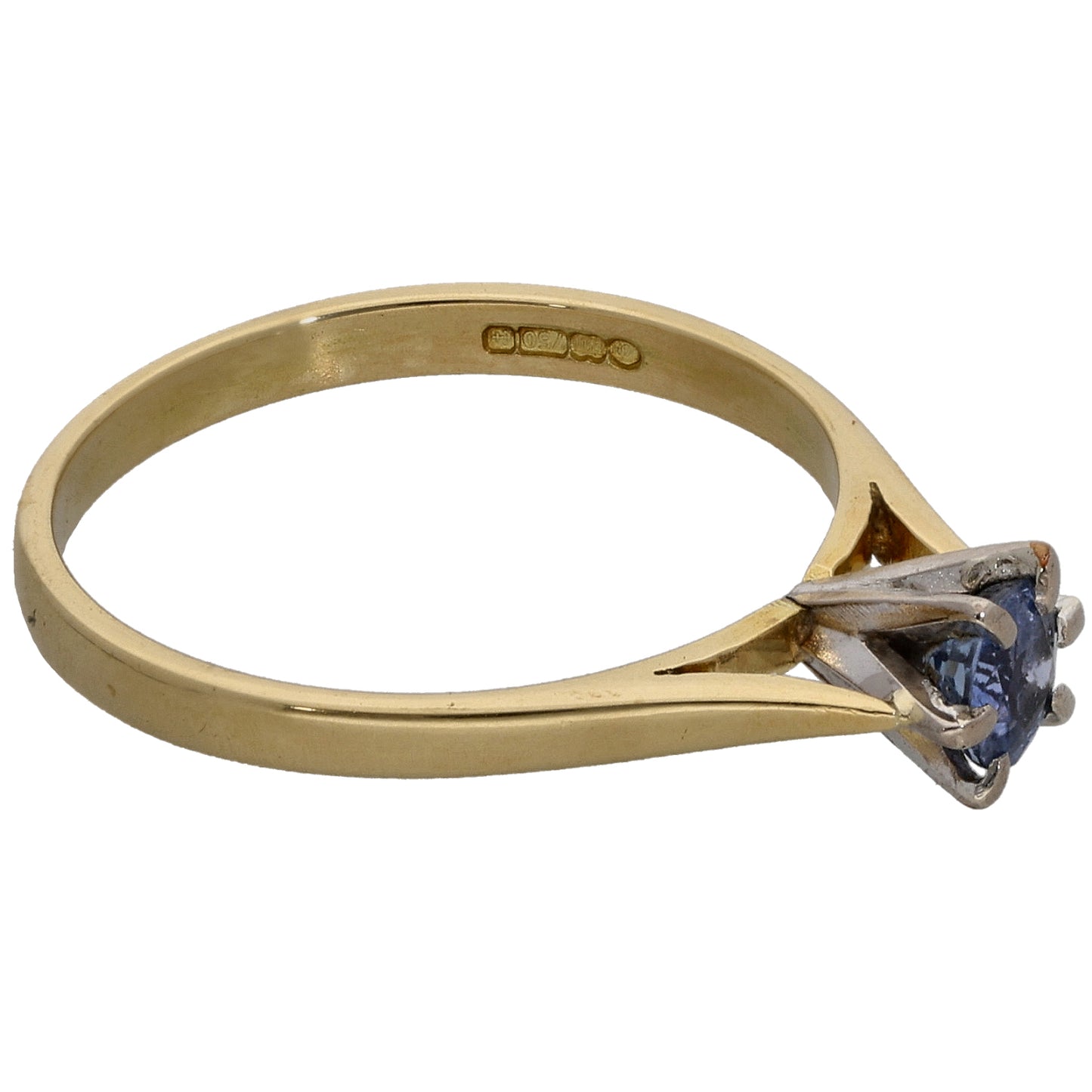 18ct Gold Sapphire Single Stone Ring Size P