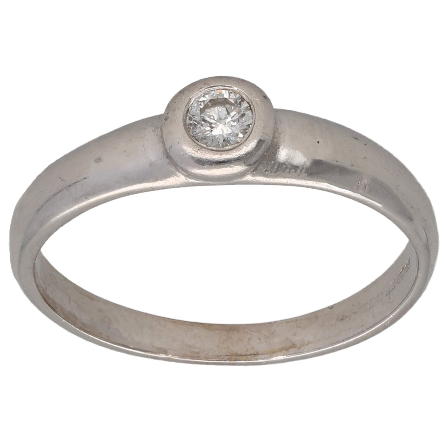 9ct White Gold 0.10ct Diamond Solitaire Ring Size N