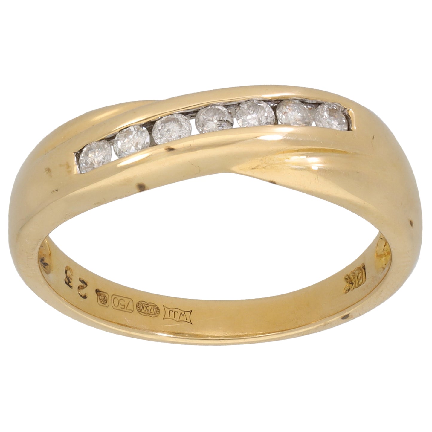 18ct Gold 0.25ct Diamond Half Eternity Ring Size Q