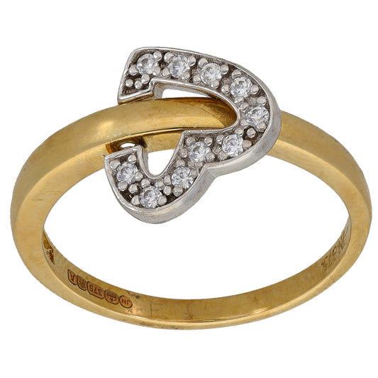 9ct Bi-Colour Gold Cubic Zirconia Dress/Cocktail Ring Size O