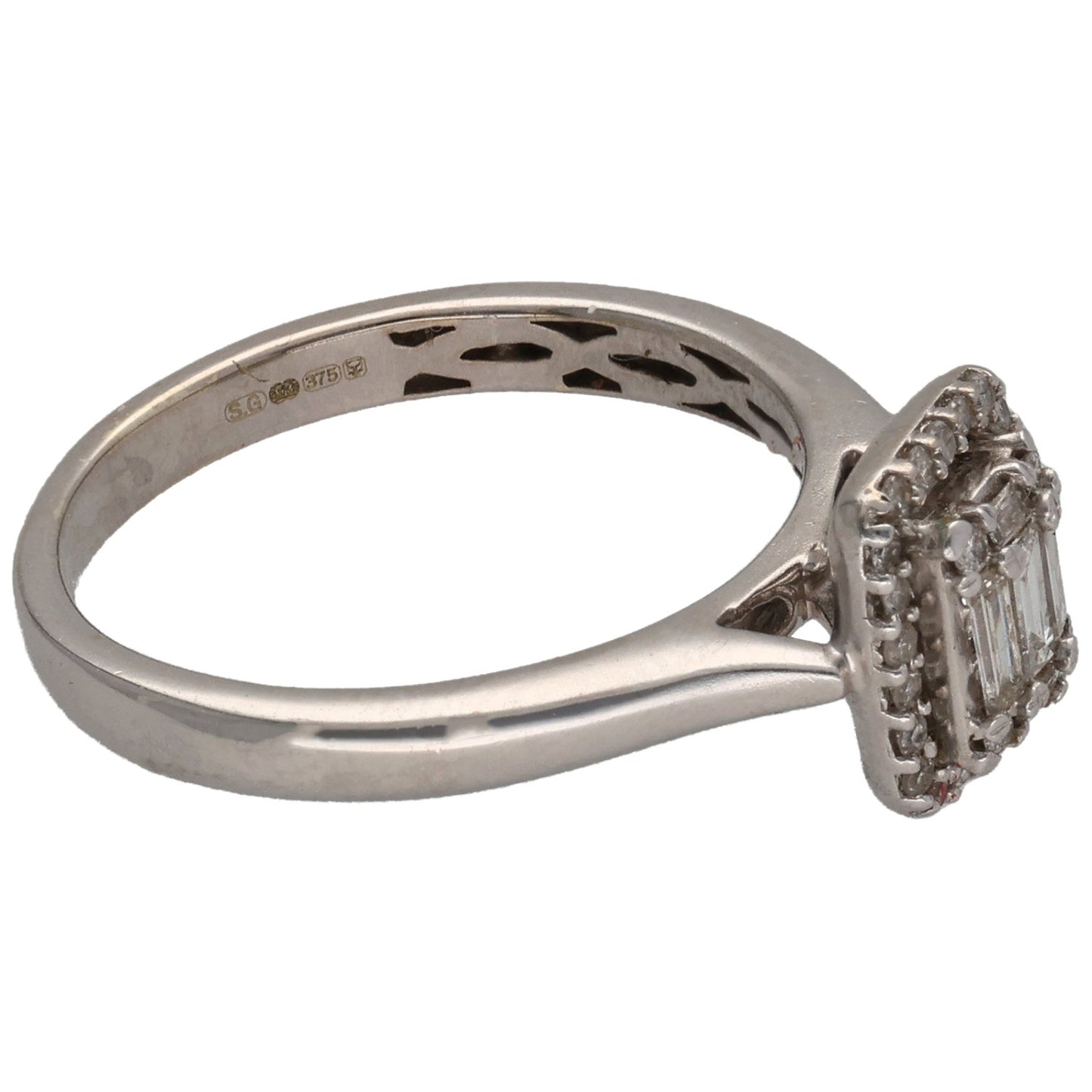 9ct White Gold 0.30ct Diamond Dress/Cocktail Ring Size L