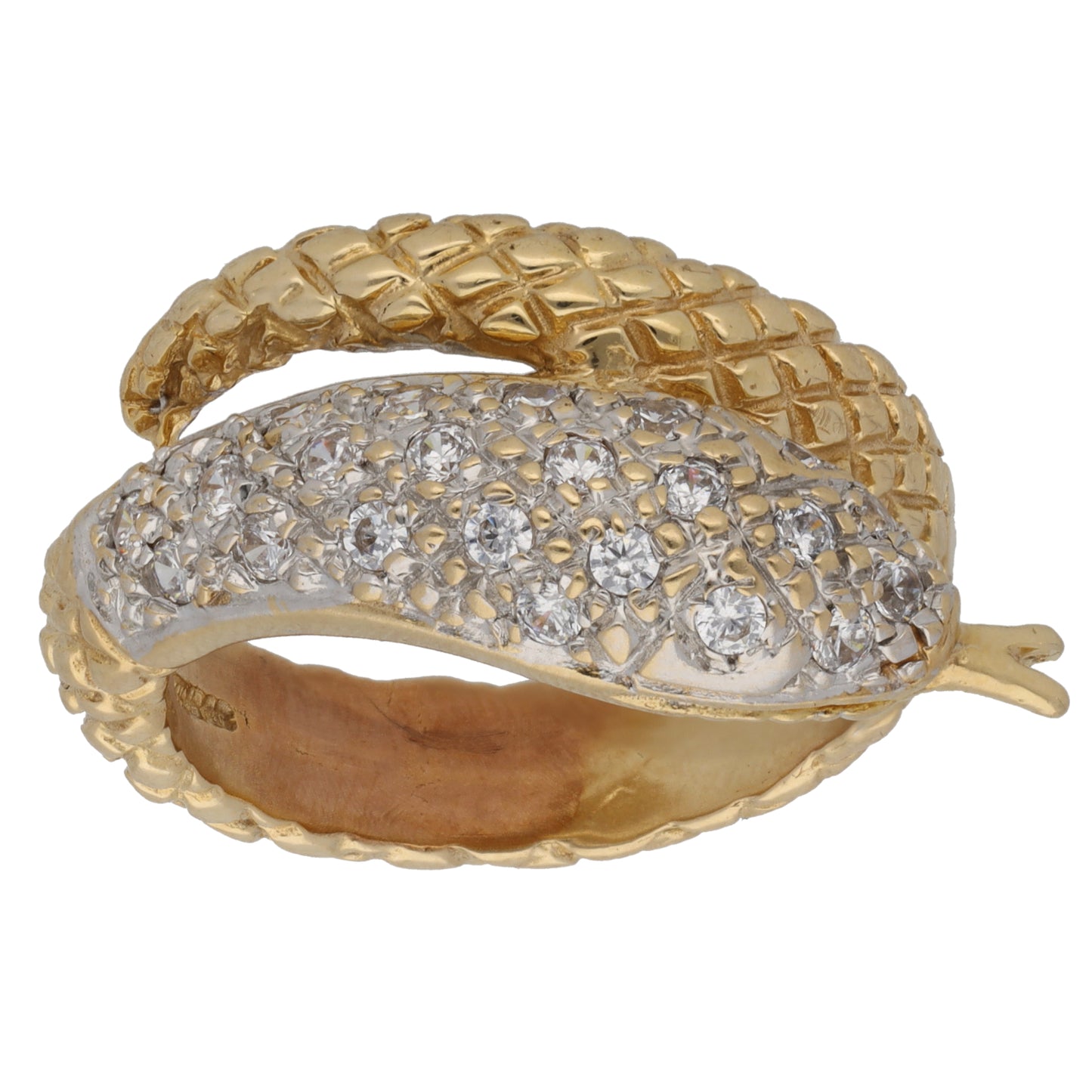 9ct Gold Cubic Zirconia Snake Ring Size X