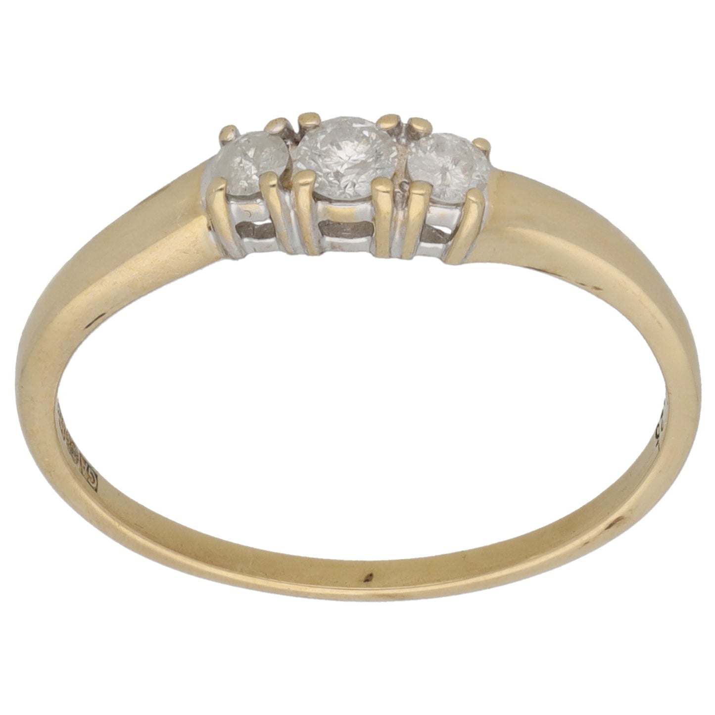 9ct Gold 0.25ct Diamond Trilogy Ring Size S