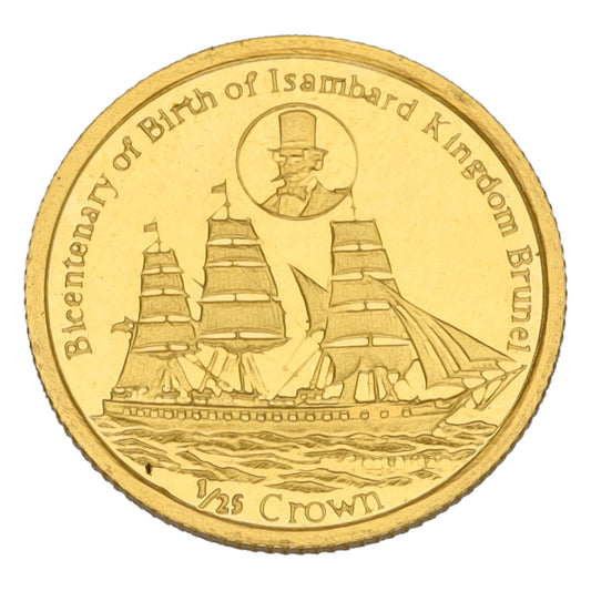 22ct Gold Birth Of Isambard Kingdom Brunel 1/25 Crown Coin 2006