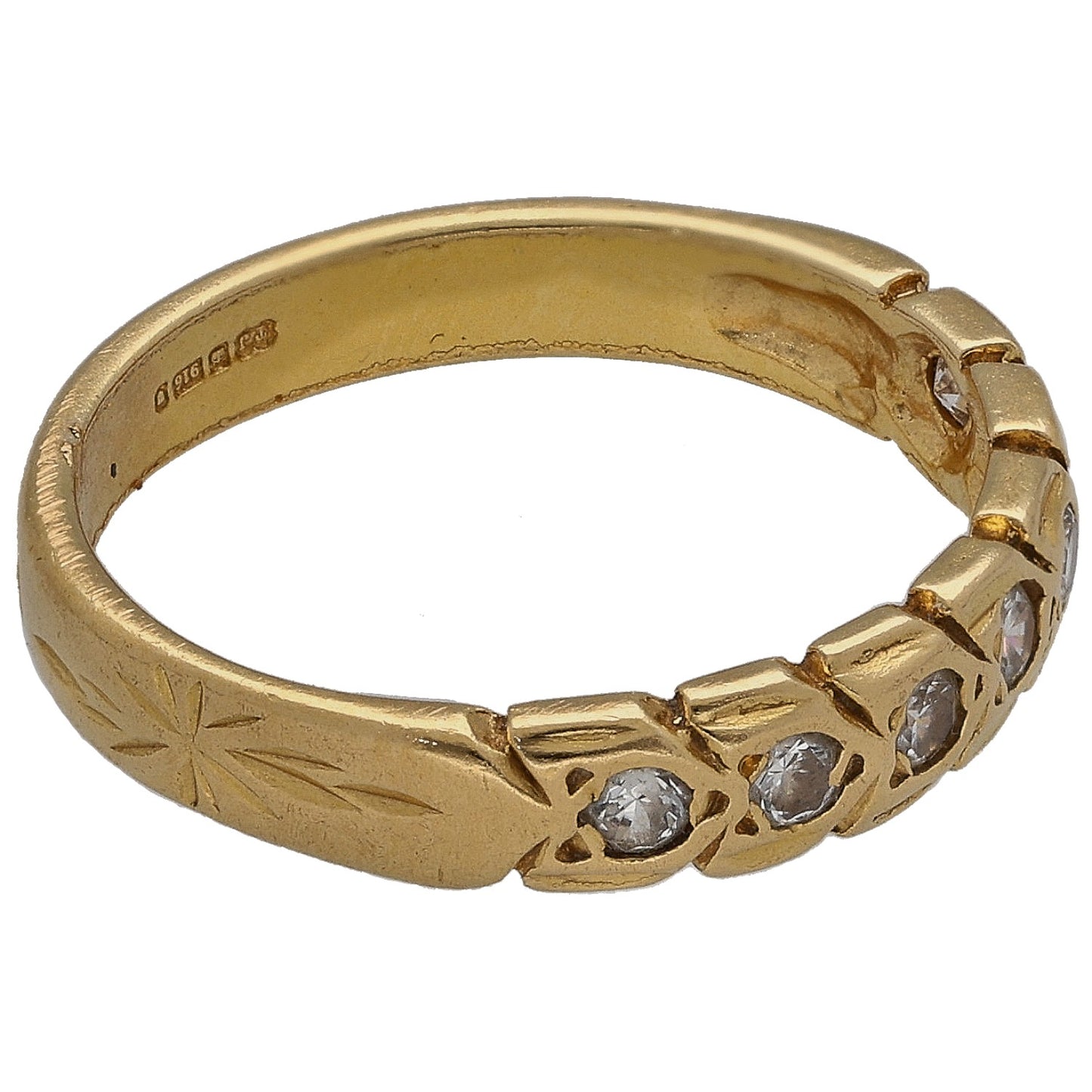 22ct Gold Cubic Zirconia Half Eternity Ring Size K