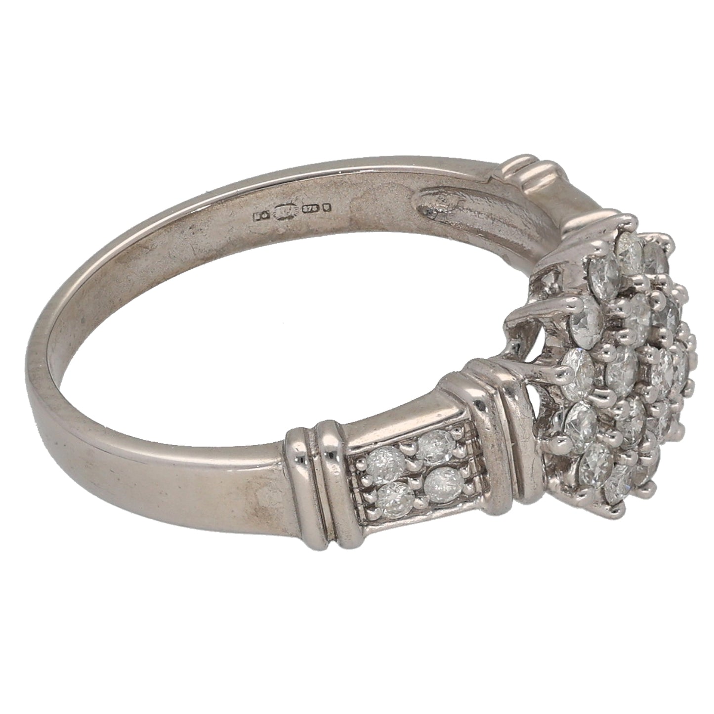 9ct White Gold 0.46ct Diamond Cluster Ring Size L