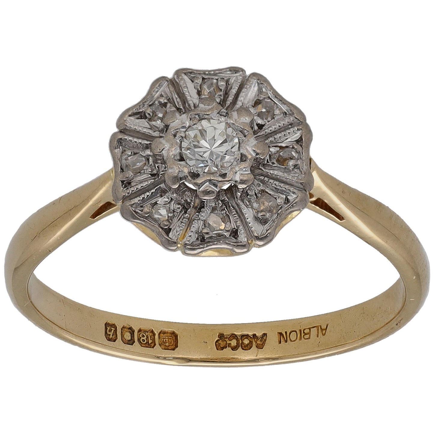 18ct Gold 0.09ct Diamond Cluster Ring Size P