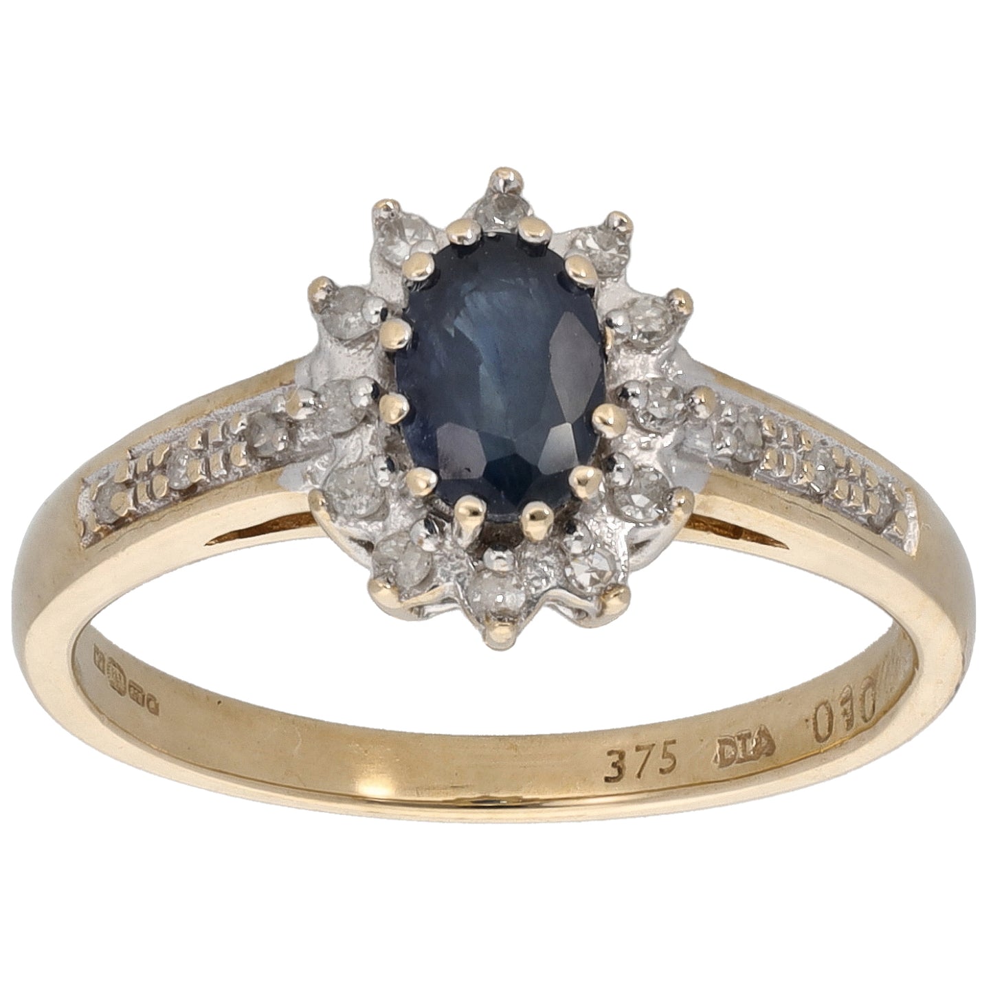 9ct Gold 0.10ct Diamond & Sapphire Dress/Cocktail Ring Size L