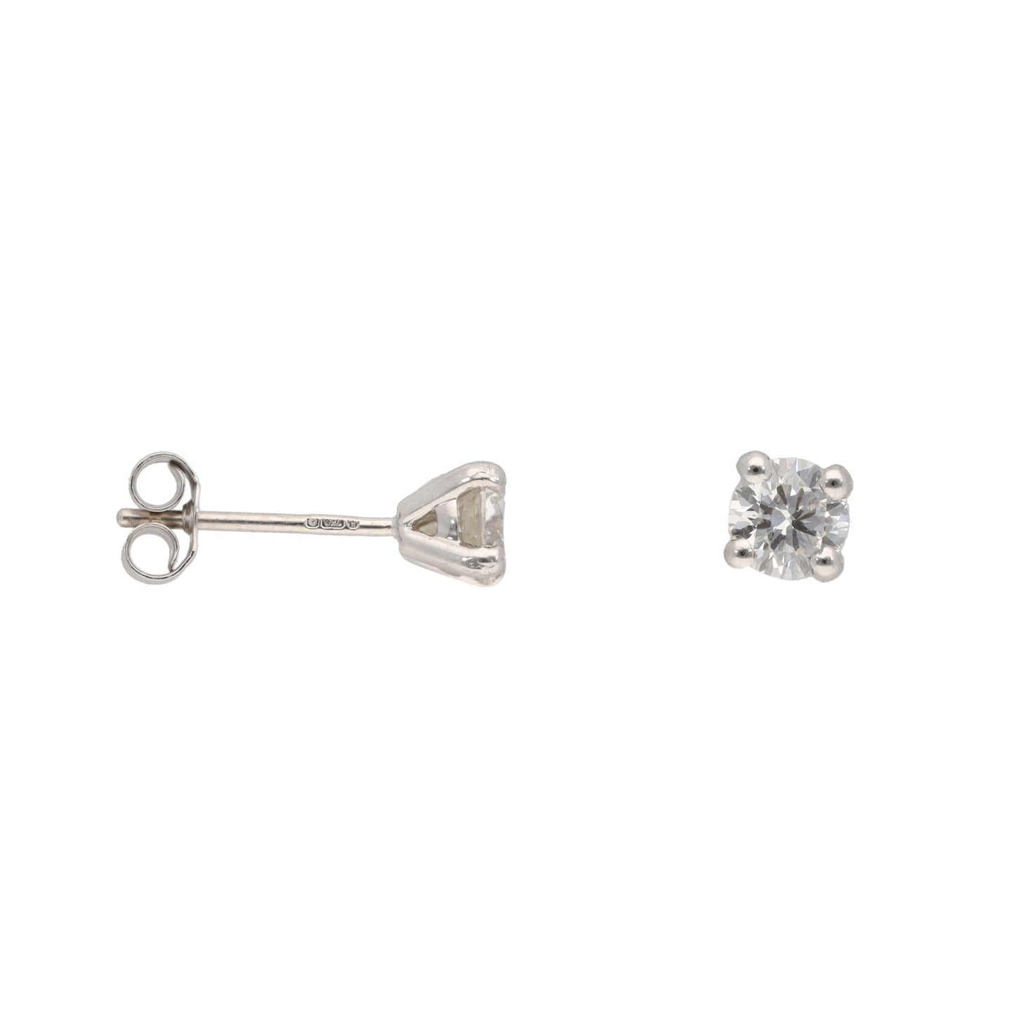 18ct White Gold 0.50ct Round Cut Diamond Ladies Solitaire Earrings