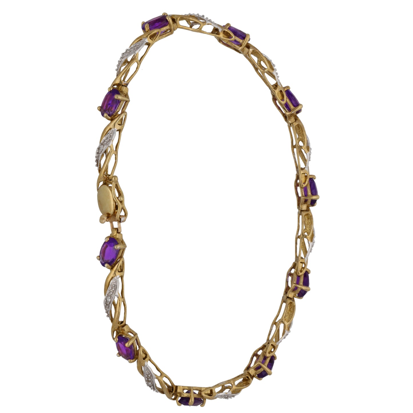 9ct Gold 0.10ct Diamond Fancy Stone Set Bracelet