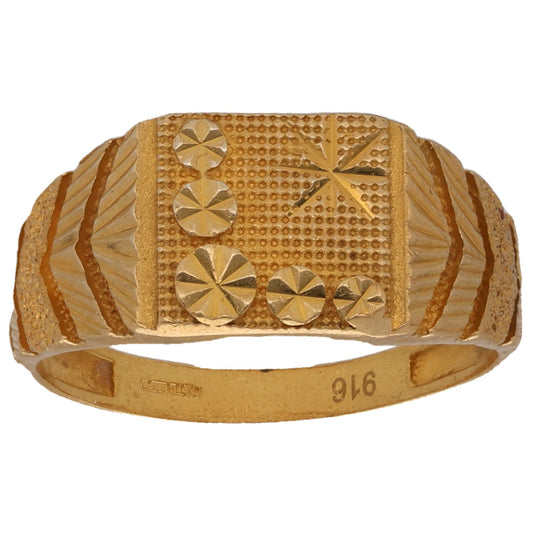 22ct Gold Patterned Signet Ring Size R