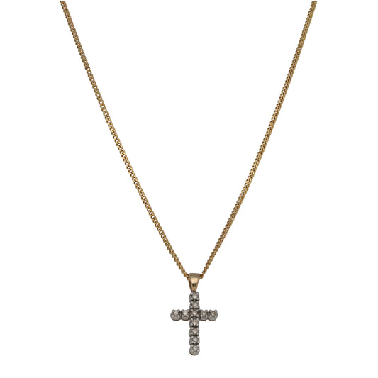 9ct Gold 0.11ct Diamond Cross Pendant With Chain