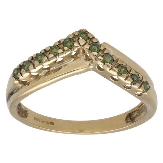 9ct Gold 0.11ct Diamond Wishbone Ring Size N