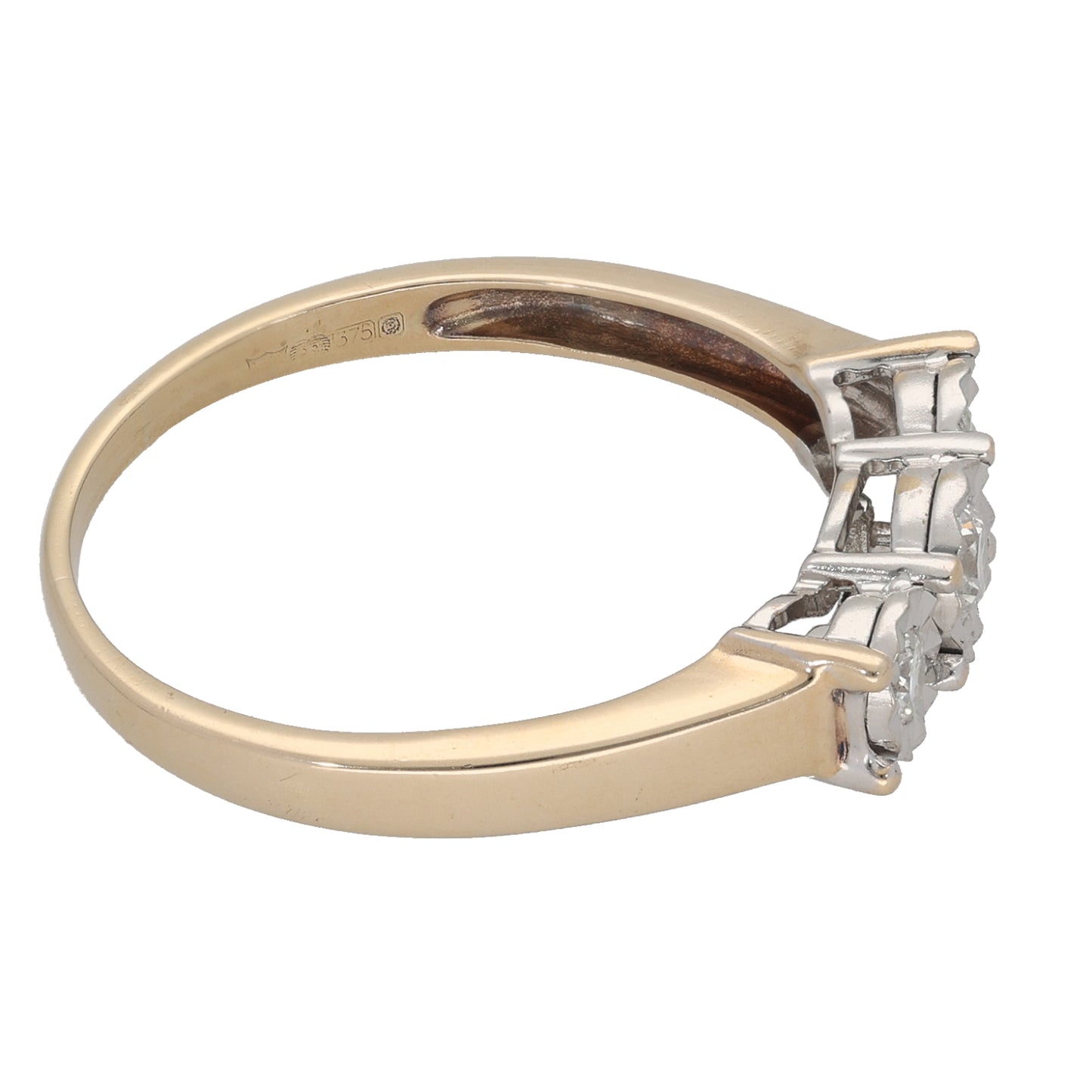 9ct Gold 0.25ct Diamond Trilogy Ring Size T