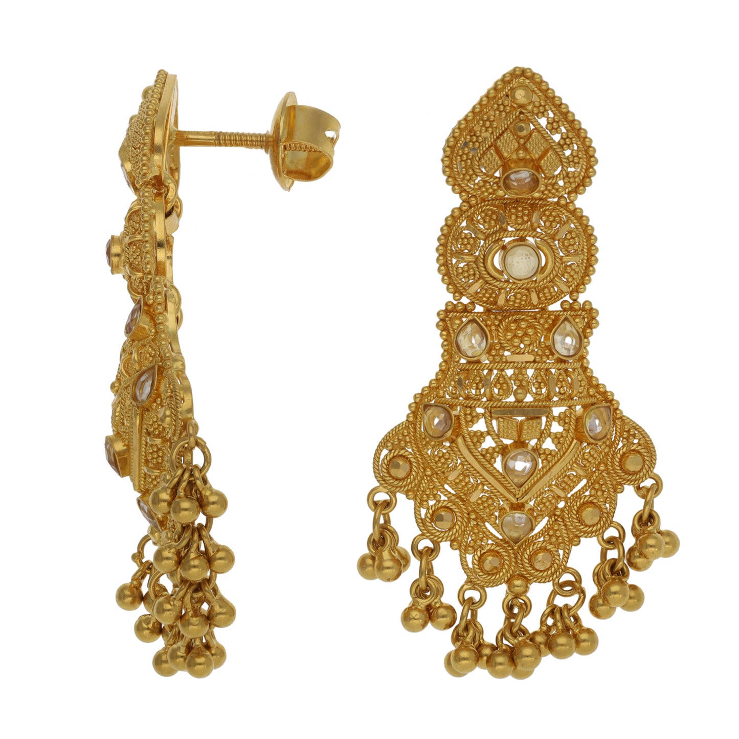 22ct Gold Imitation Gems Drop Earrings