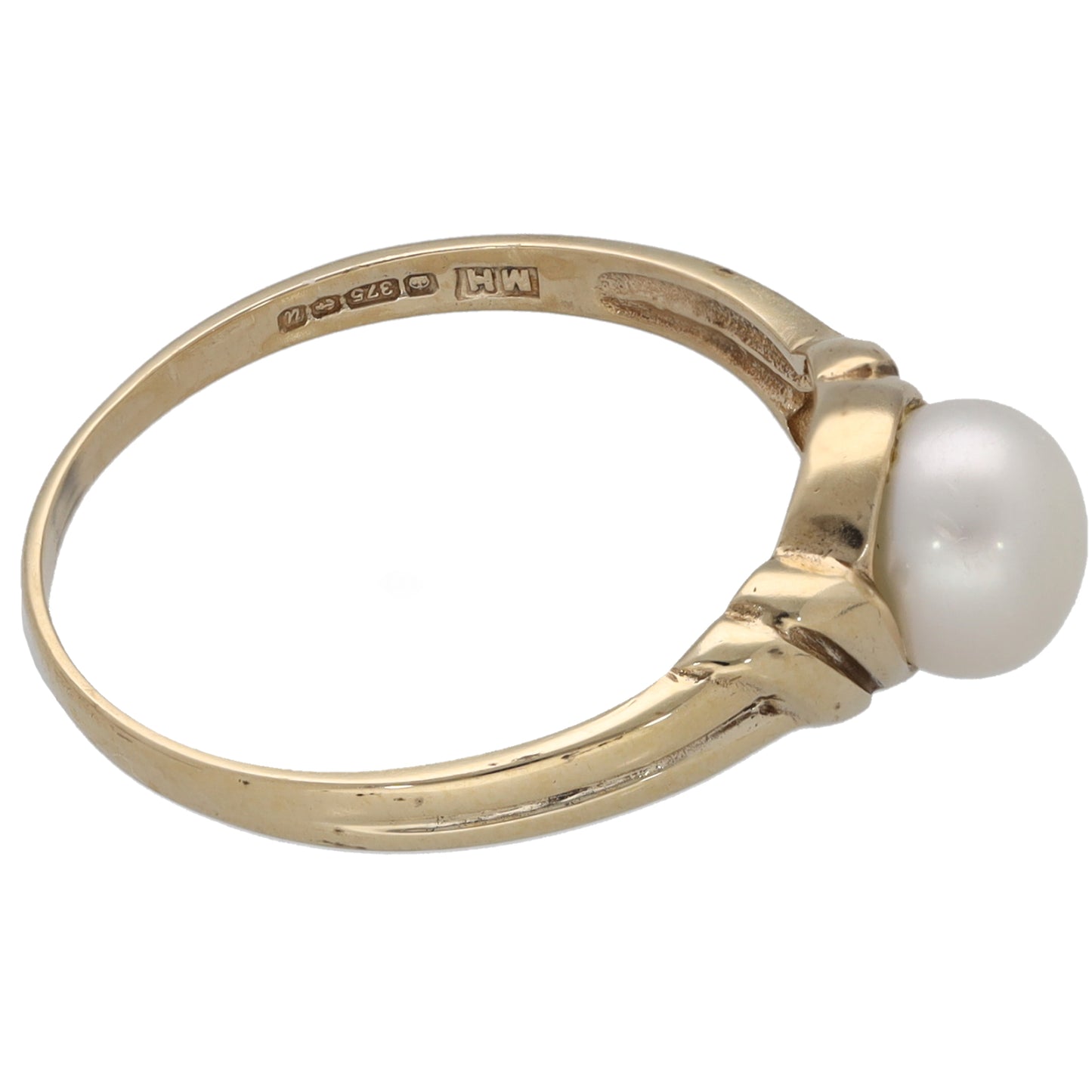 9ct Gold Cultured Pearl Single Stone Ring Size M