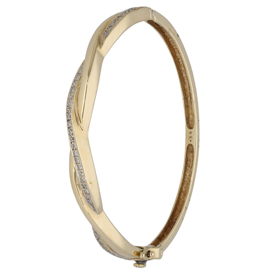 9ct Gold 0.34ct Round Diamond Hinged/Clasp Bangle