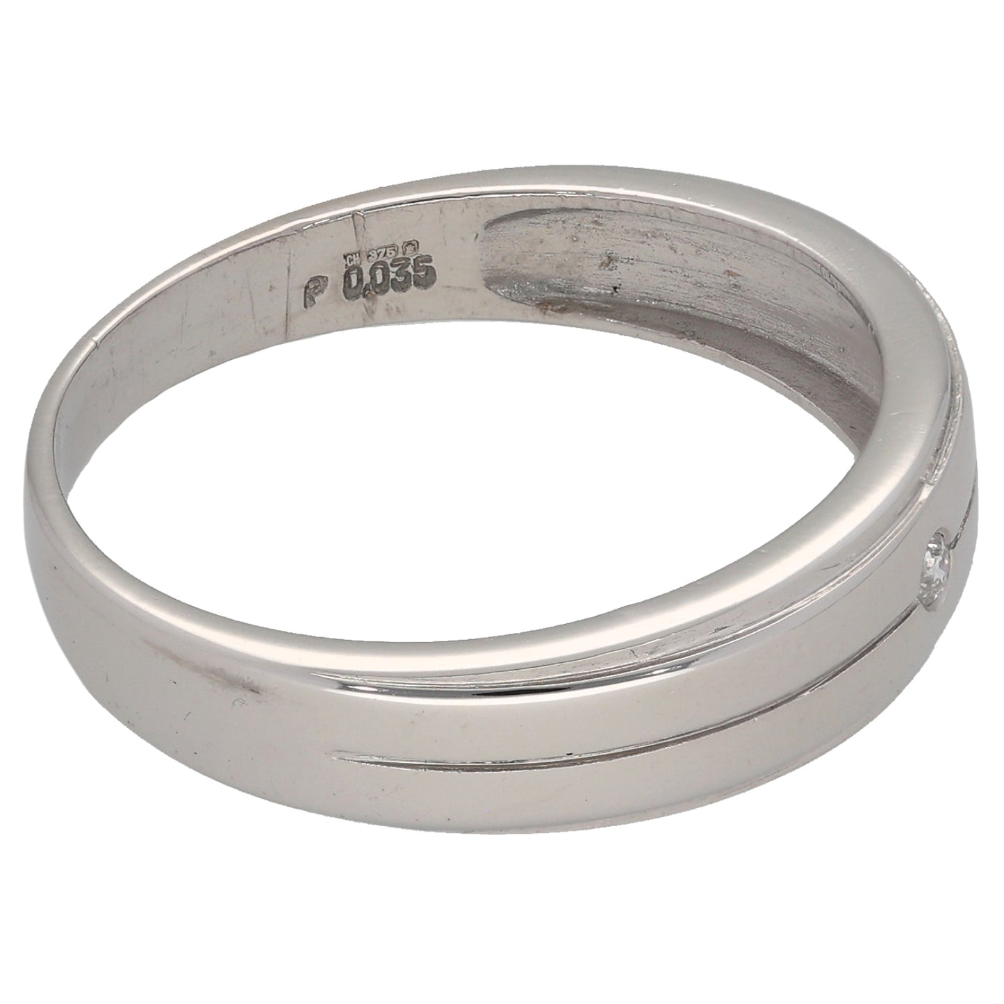 9ct White Gold 0.03ct Diamond Alternative Ring Size V