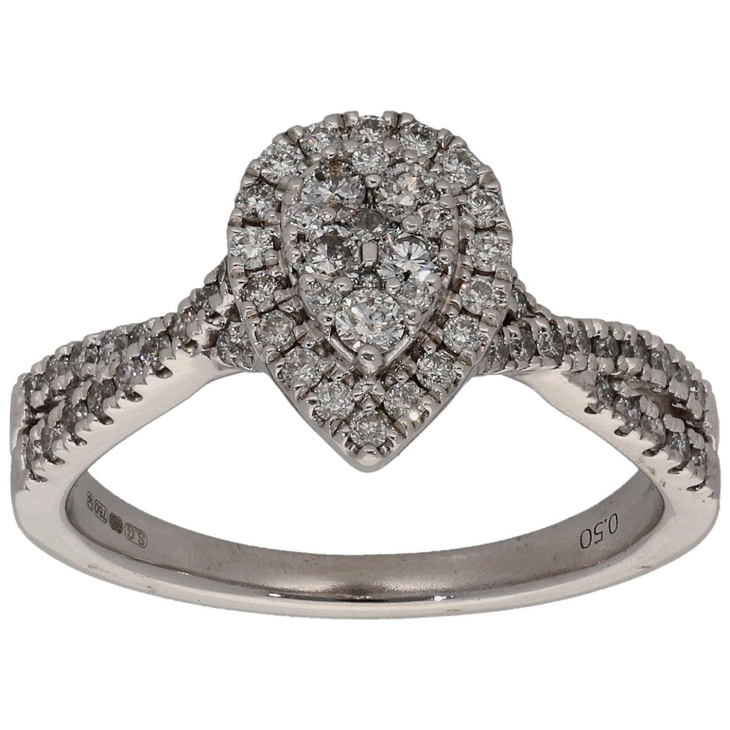 18ct White Gold 0.50ct Diamond Dress/Cocktail Ring Size L
