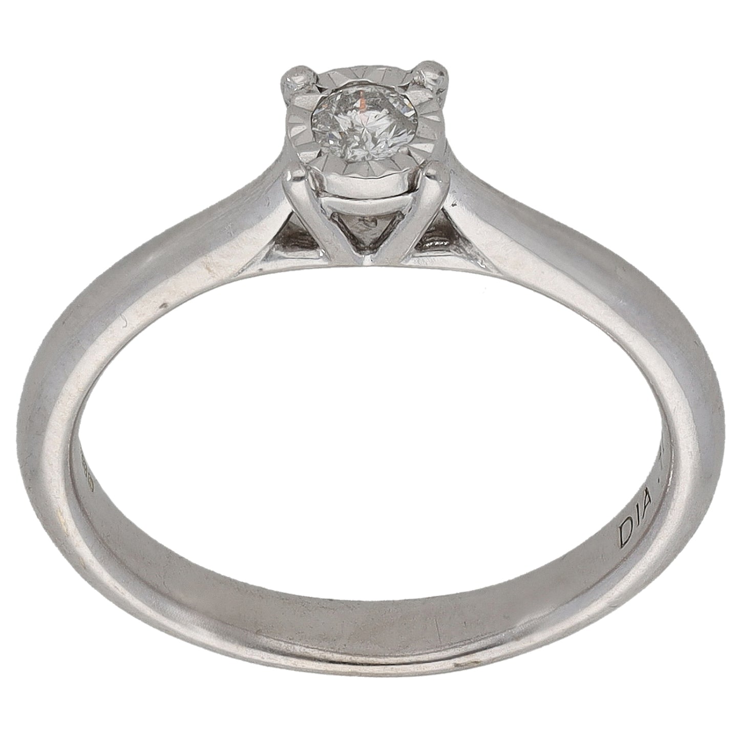 9ct White Gold 0.10ct Diamond Solitaire Ring Size L