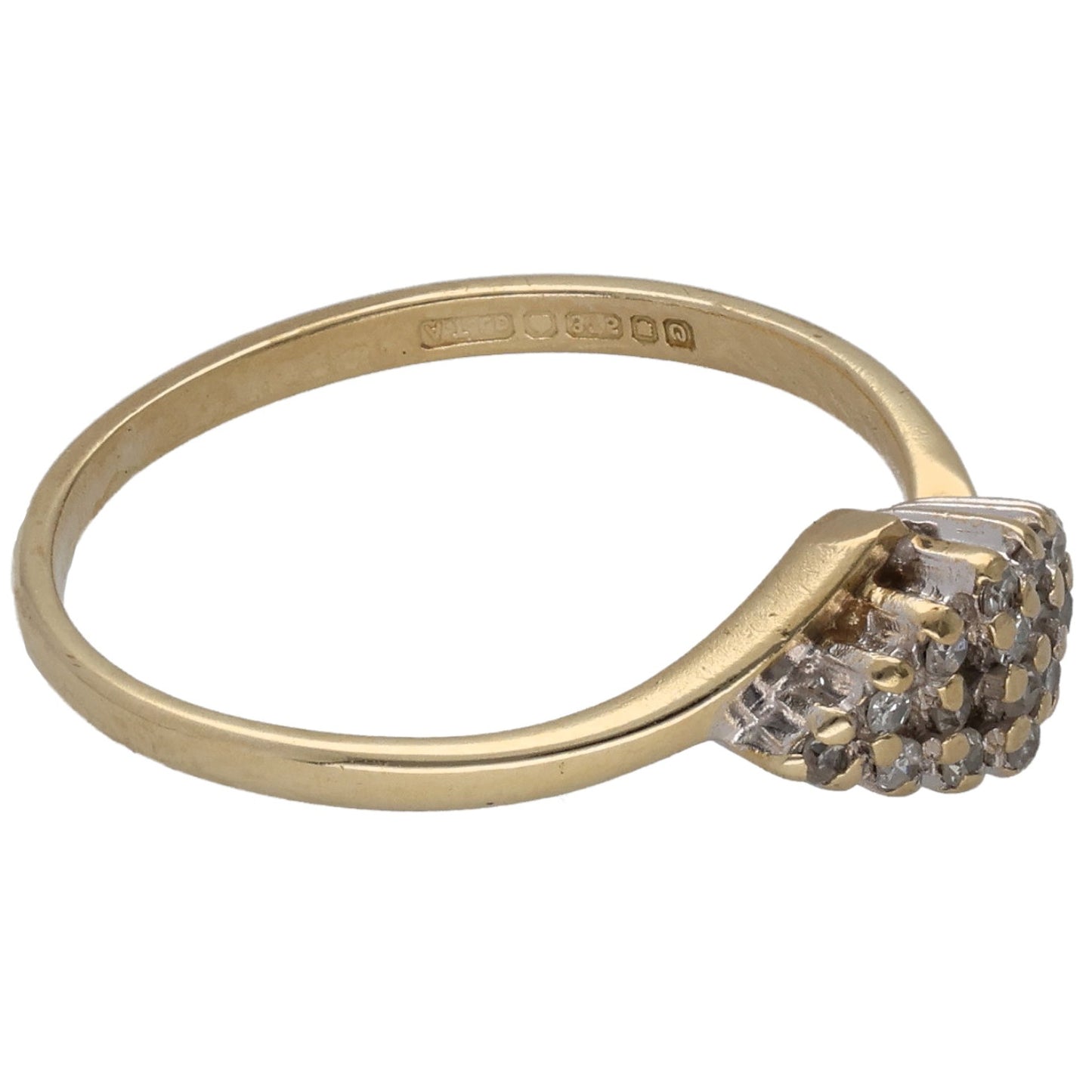9ct Gold 0.08ct Diamond Cluster Ring Size M