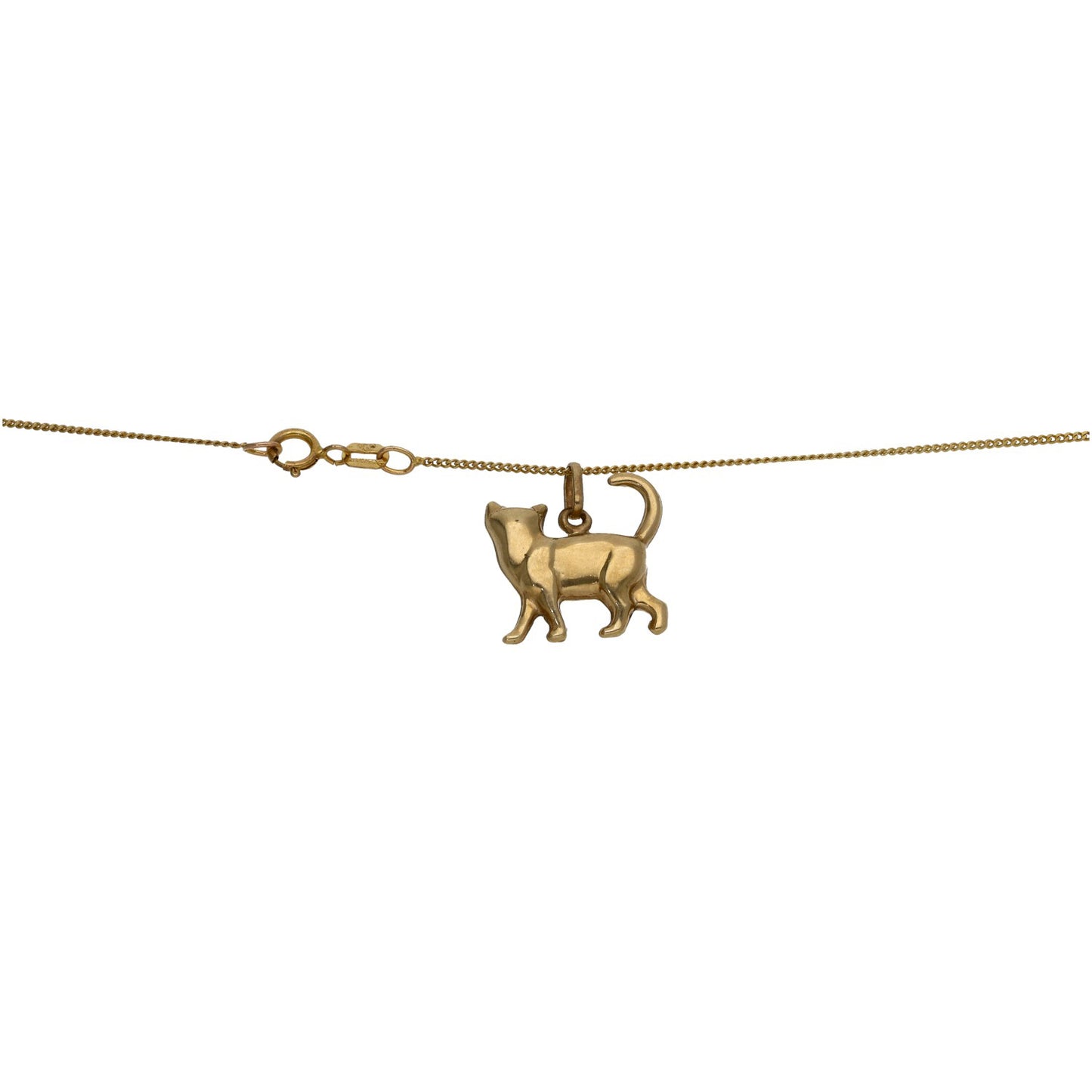 9ct Gold Cat Pendant With Chain