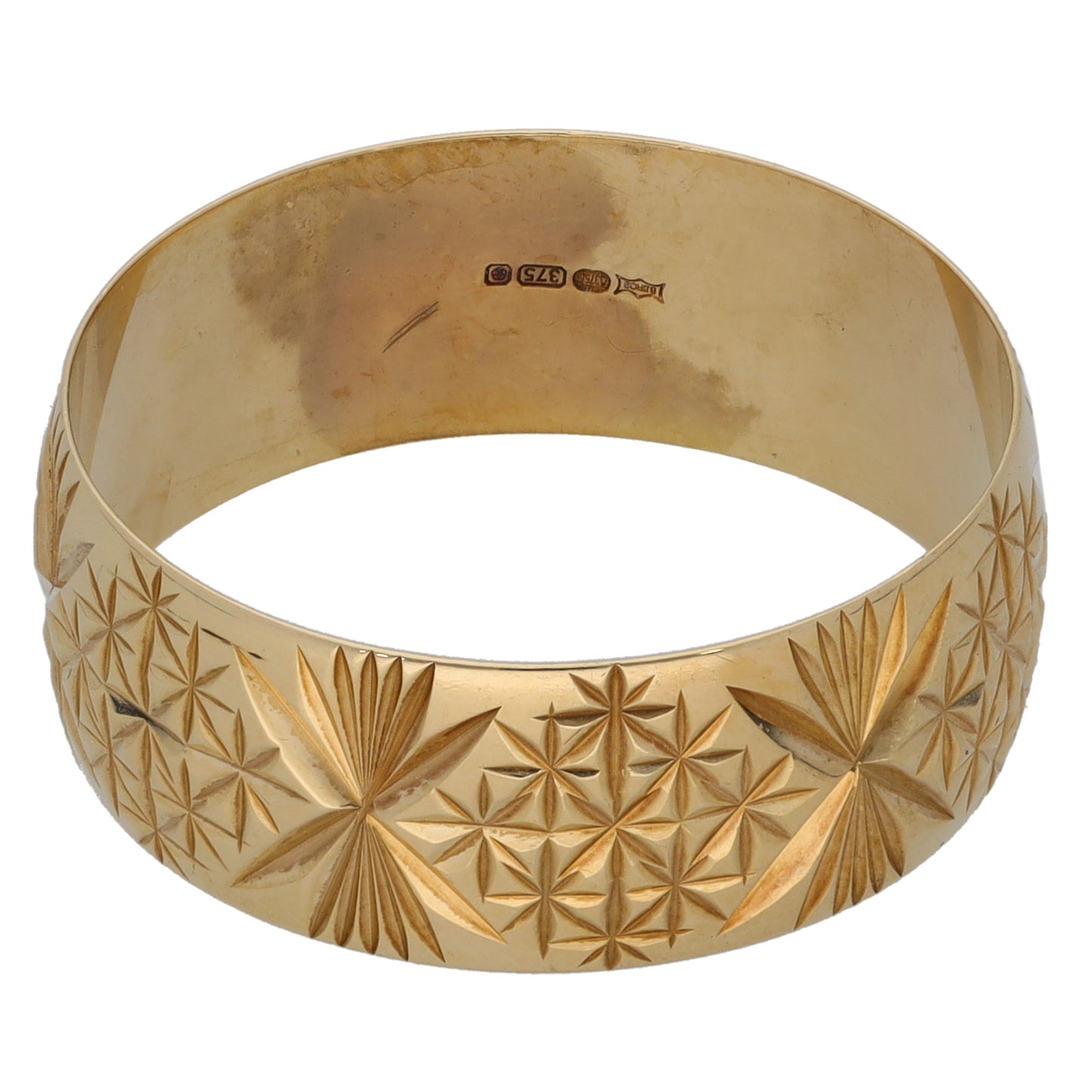 9ct Gold Patterned Wedding Ring Size U