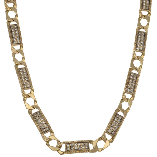 9ct Gold Cubic Zirconia Curb Chain 18"