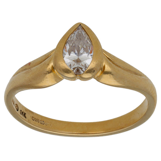 14ct Gold Cubic Zirconia Single Stone Ring Size R