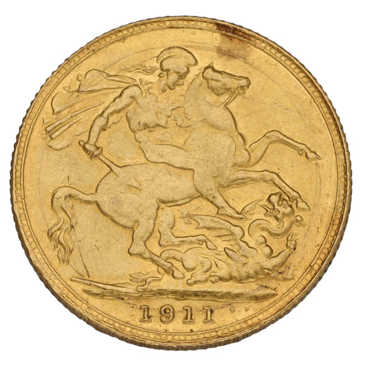 22ct Gold King George V Full Sovereign Coin 1911