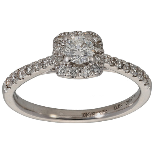 18ct White Gold 0.53ct Diamond Cluster Ring Size L