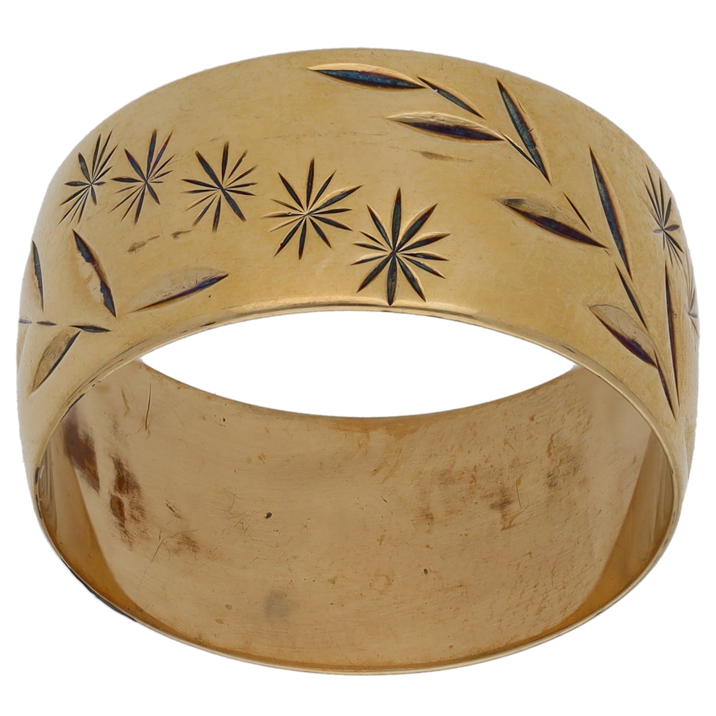 9ct Gold Patterned Wedding Ring Size R