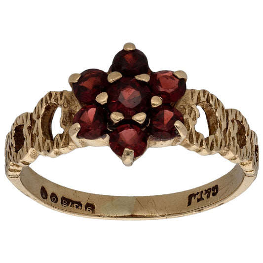 9ct Gold Garnet Dress/Cocktail Ring Size L