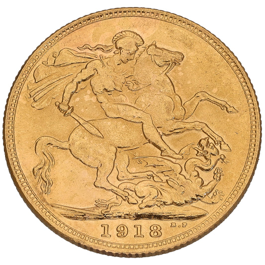 22ct Gold King George V Full Sovereign Coin 1918