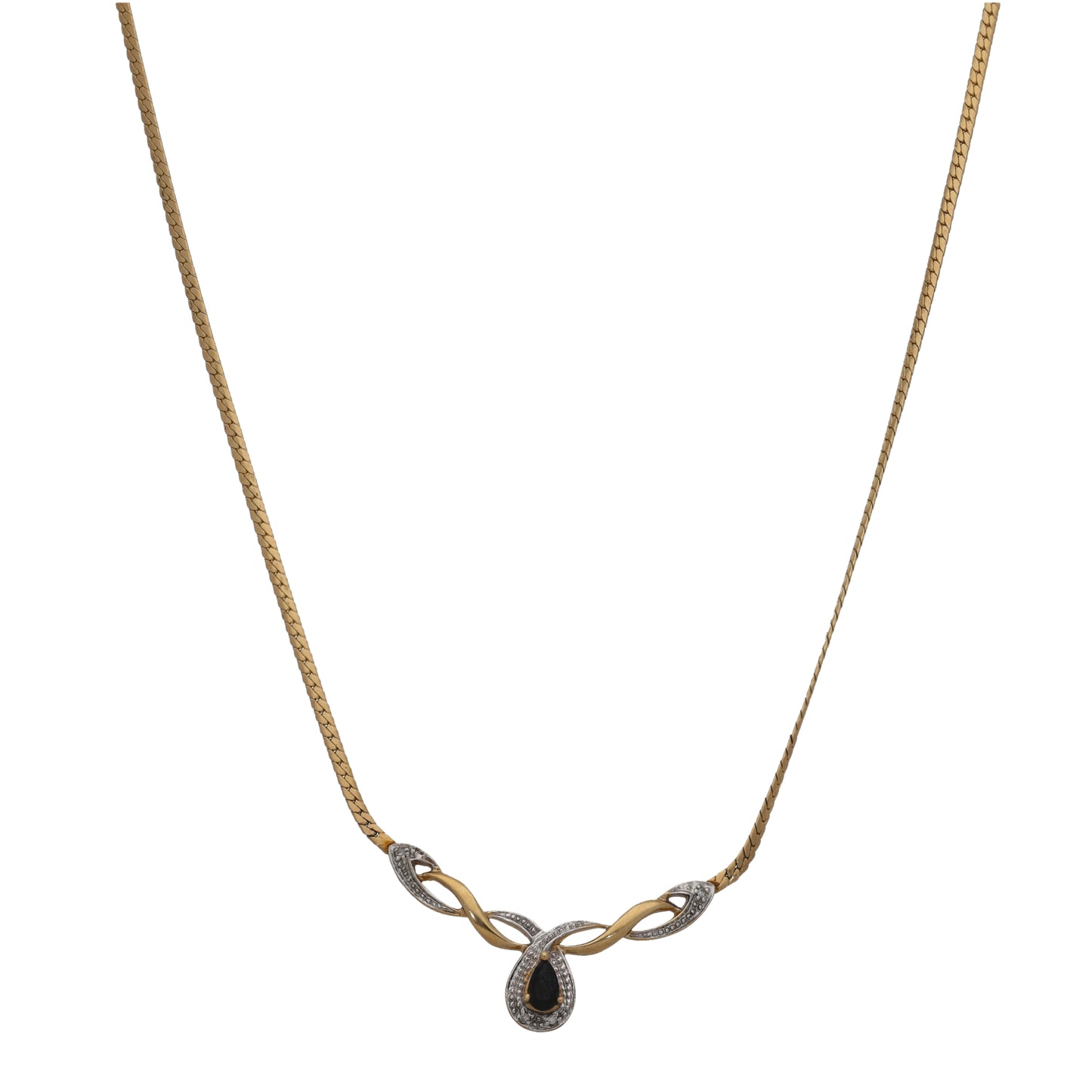 9ct Gold Sapphire & Diamond Fancy Necklace 16"