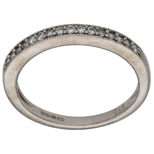 9ct White Gold 0.115ct Diamond Half Eternity Ring Size L