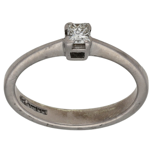 9ct White Gold 0.15ct Diamond Solitaire Ring Size K