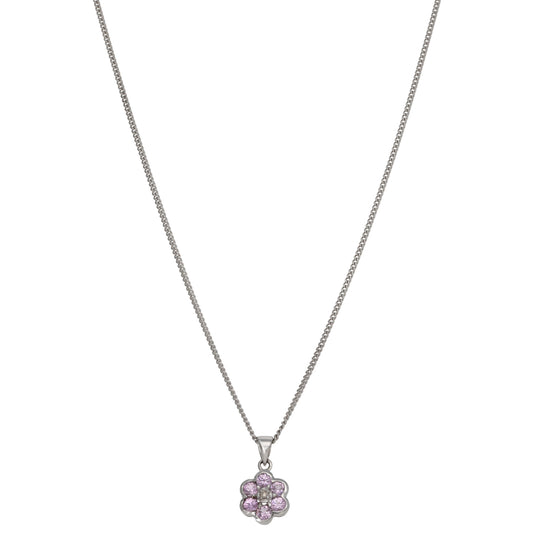 9ct White Gold Sapphire & 0.01ct Diamond Dress/Cocktail Pendant With Chain