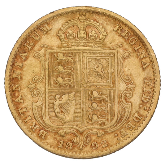 22ct Gold Queen Victoria Half Sovereign Coin 1892