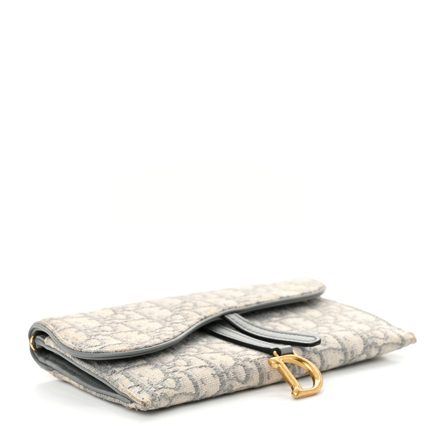 Christian Dior Small Saddle Pouch with Chain Oblique Canvas Bag - Grey