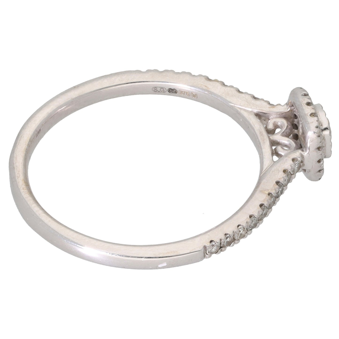 9ct White Gold 0.25ct Diamond Halo Ring Size M